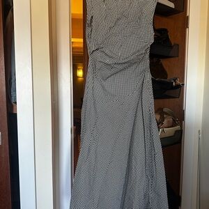 Commense Black and White Gingham Maxi Dress